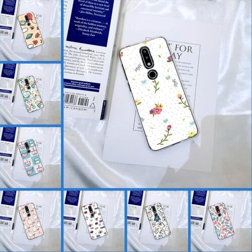 Back Cover For Nokia 2.1 3.1 5.1 6.1 7.1 Plus Pretty TPU Flower Cute Cat Soft Silicone Phone Case For Nokia 3.2 4.2