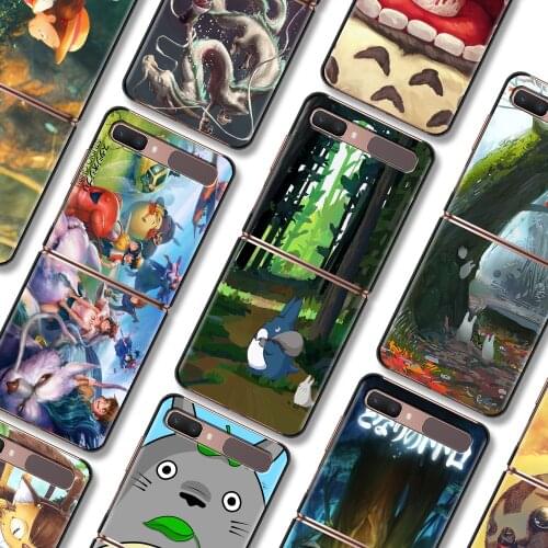 Protective guscio Case For Samsung Galaxy Z Flip 3 5G Folding Shell Black Hard Cover Bumper Totoro