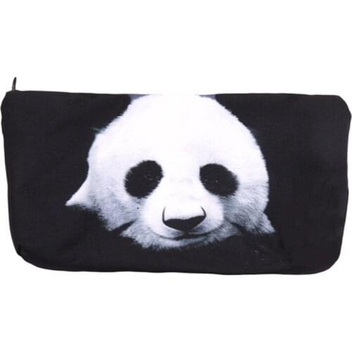 2021 New Hot Sale Travelling Makeup Bag 3D Printing Black Panda Zipper Square Cosmetic Bags Women
