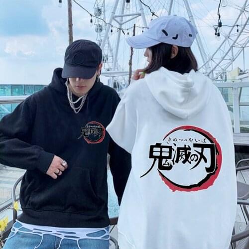 Anime Hoodie Kawaii Demon Slayer Double sided Long Sleeve Womens Clothing Nice Oversize Hooded Sweatshirts Top Gothic Harajuku