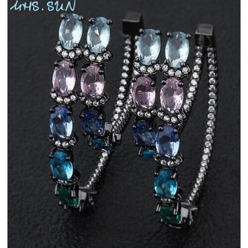 MHS.SUN South American style women colors zircon earrings luxury aaa cz stone crystal jewelry for female fashion party gift