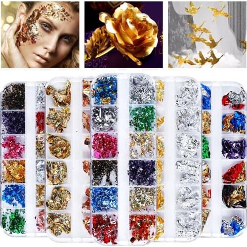 1Box Gold Glitter Foils Gorgeous Nails Glitter Flakes Paillette Chip Aluminum Nail Shinny Nail Art Decoration Accessories