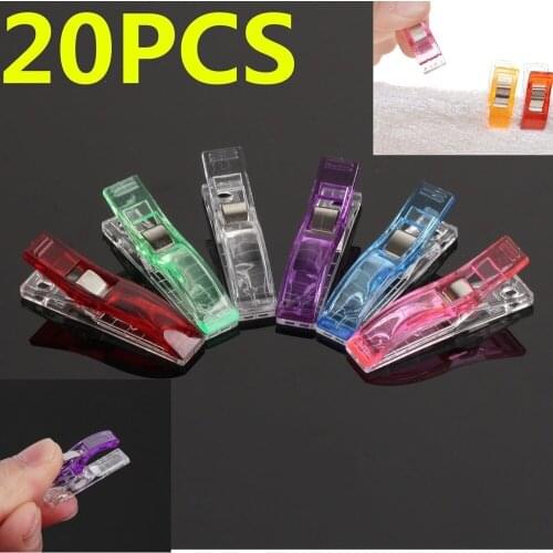 10/20pcs Binding Clamps for Quilting Sewing Knitting Plastic Needlework 2 SIZE Clip Fabric (Random Color)