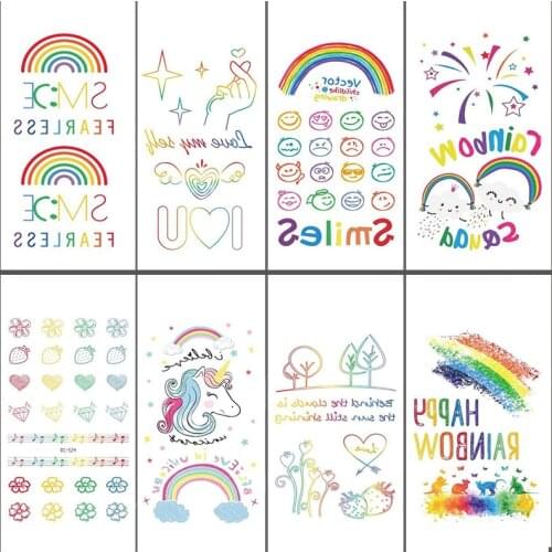 10x6cm temporary little cute rainbow smiley fashion tattoo