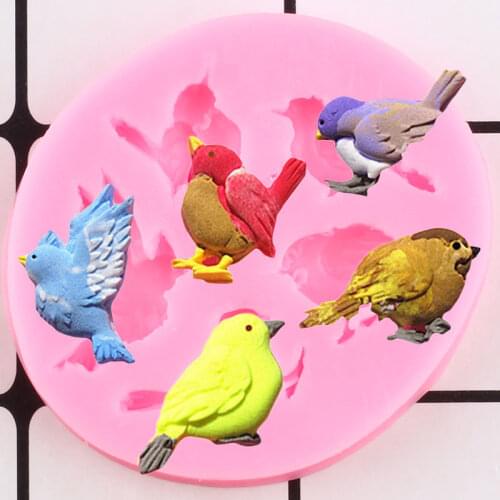 3D Cute Birds Silicone Molds Chocolate DIY Baking Fondant Cake Decorating Tools Cupcake Topper Candy Polymer Clay Moulds