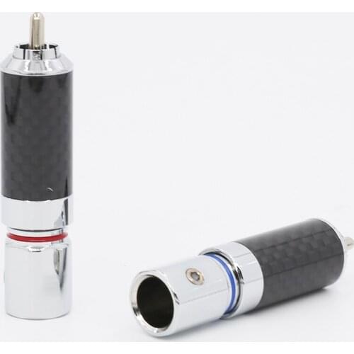 4Pieces Hi-End rhodium plated Carbon Fiber RCA Plug Connector