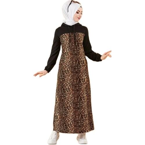 Abaya Muslim Women Dresses Hijab Long Sleeve Muslim Women leopard print dress kaftan turkey dubai платье платья для женщин vest