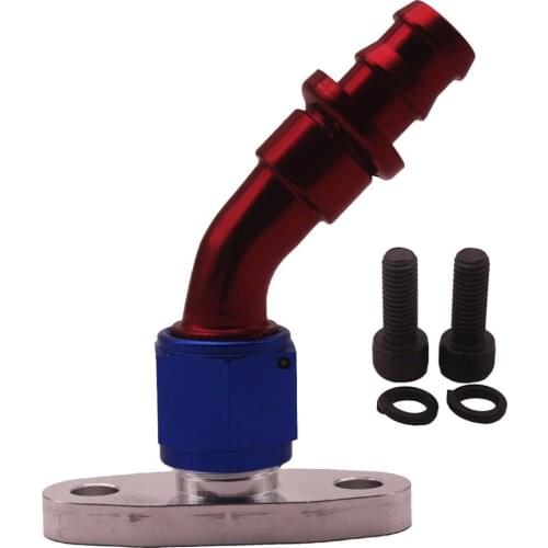 AN10 Turbo Oil Return Drain Flange for Garrett T3 T4 T7 GT30 45 Degree 5/8" Barb