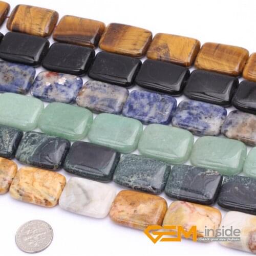 18x26mm Rectangle Natural Stone Beads For Jewelry Making Aventurine Jades Sodalite Tiger Eye Agates Bead Strand 15" Wholesale