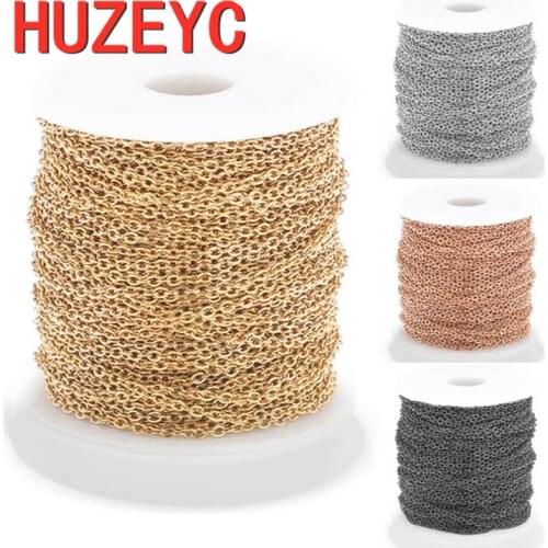 100M/Lot Stainless Steel Link Chain 1mm 1.5mm 2mm 2.5mm Rose/Gold/Black/Necklace Chains Bulk For DIY Jewelry Making Accessories