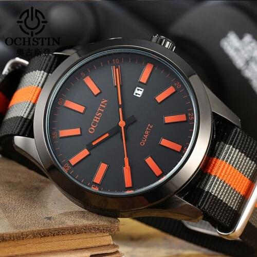 OCHSTIN Brand New Fashion Casual Man Male Calendar Clock Military Army Sport Nylon Strap Luxury Elegant Wrist Quartz Dress Watch