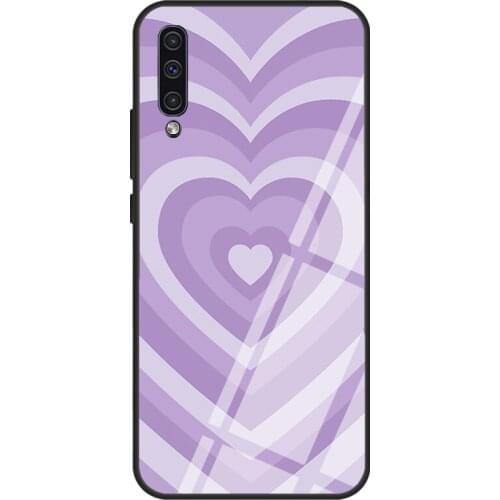 Purple Heart Circle Tempered Glass Case For Samsung A52 A12 A32 A42 A72 A31 A51 A71 A40 A50 A70 A20e A21S