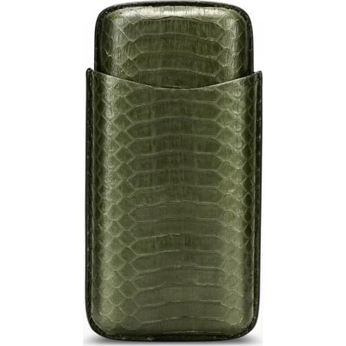 LUBINSKI Genuine Leather 3 Cigar Travel Carrying Case Smoking Pipe Humidor Box Bag Fit for COHIBA Cigars CE-002a