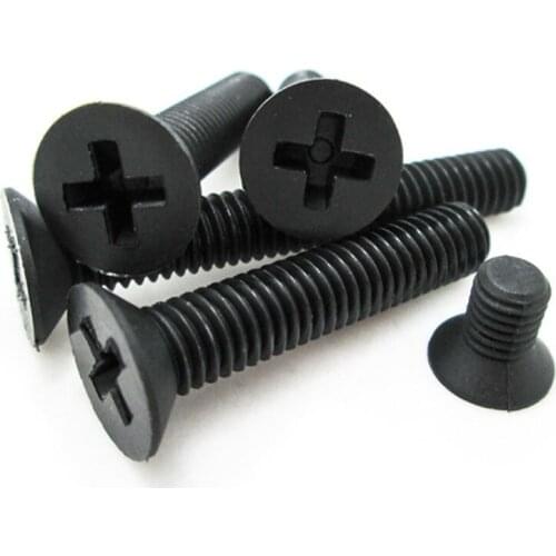 Black countersunk head cross nylon screw m2.5m6 flat head plastic screw plastic screw,100 in a bag