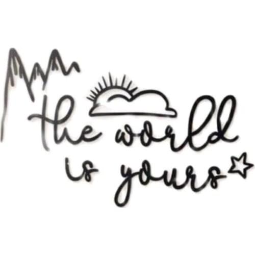 The World Is Yours Wooden Black Wall Table Wall Lettering Home Decoration for Home