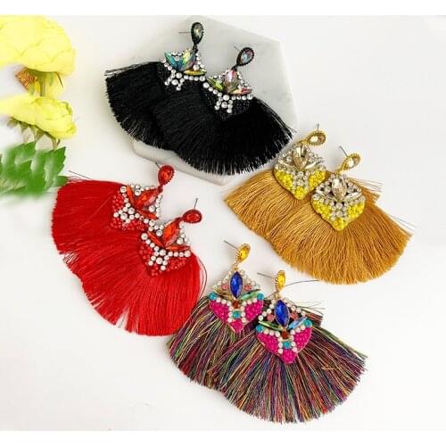 Design Red Tassel Earrings Wedding Eye Drop Earrings For Women Bohemian Elegant Party crystal Dangle Jewelr Christmas Gift