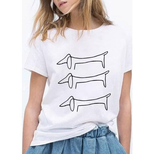 T-shirts For Women Simple T shirt Dog Graphic t shirt Tops Tees Ladies Summer Short Sleeve t-shirt femme Plus Size 3XL