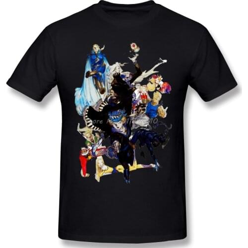 Yoshitaka Amano Final Fantasy VI Main Characters T Shirt White Final Fantasy Printed Tshirt Summer Anime Men Streetwear Harajuku