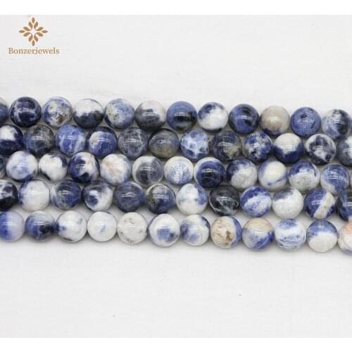 Hot Sale Grade A Blue Sodalite Gem Round Spacer Losser Beads For Diy Jewelry Making 15" Strand 4 6 8 10 12mm Pick Size