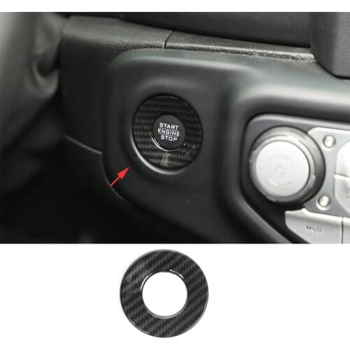 Carbon Fiber Engine Start/Stop Button Switch Cover For Jeep Wrangler JL JT 2018