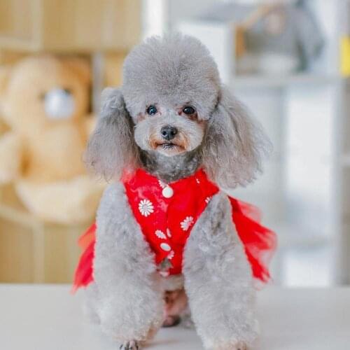 Summer Dog Dresses Bow-knot Design Flower Printing Dog Puppy Skirt Dress Pet Clothes Wedding Pets Accessories perros accesorios