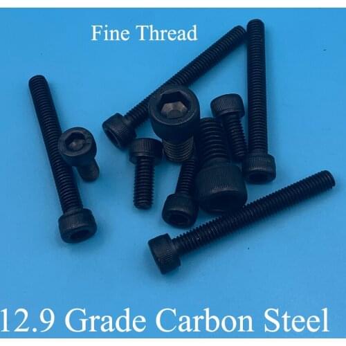 M6 M6*0.75*10/12 M6x0.75x10/12 0.75mm Pitch 12.9 Grade Carbon Steel Full Fine Thread Cap Allen Head Bolt Hexagon Socket Screw
