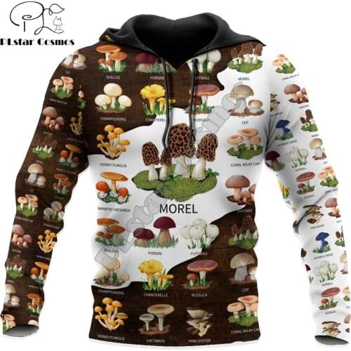 Edible mushroom hunting world 3D Print Fashion Mens Autumn Hoodie Sweatshirt Unisex Streetwear Casual Zip Jacket Pullover KJ551