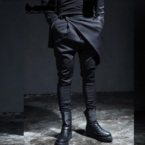 Mens pants spring and autumn design unique slim pants mens casual pants fashion repair pants large yamamoto fashion