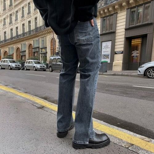 2021 Men Spring Autumn Fashion High Waist Loose Jeans Mens Korean Straight Casual Pants Male New Long Denim Trousers W497