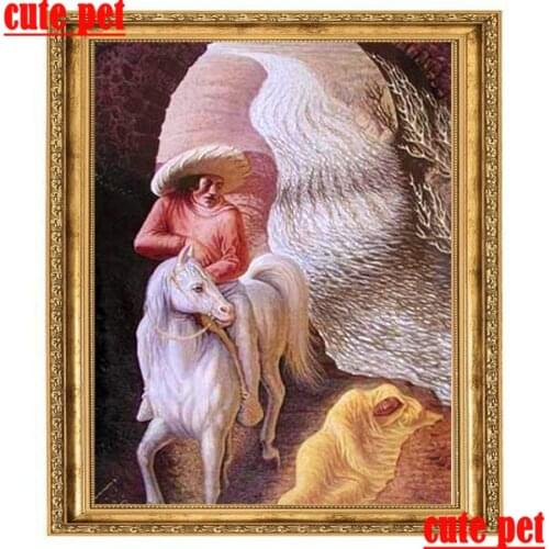 Gift No Frame Kit 3D Man riding a horse Diamond Painting Diamond Art Full Drill Mosaic Embroidery Cross Stitch Decorations DIY