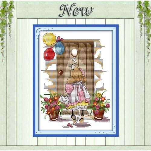 The lovely mouse cartoon garden Counted Printed on canvas Sets embroidery DMC 11CT 14CT Cross Stitch kits Needlework home Decor