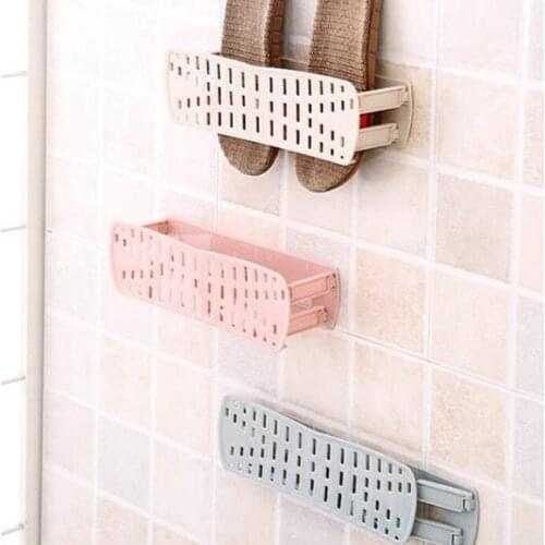 Wall Mount Self Adhesive Shoes Rack Creative Foldable Shoes Rack Slippers Shoes Storage Rack Home Organizer