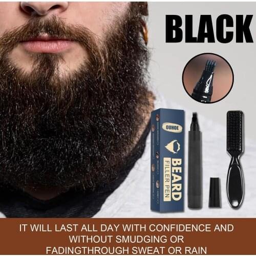 100% New Men Beard Pencil Filler Pencil Waterproof Long Lasting Moustache Pen Brush Moustache Shape Repairing Enhancer Coloring