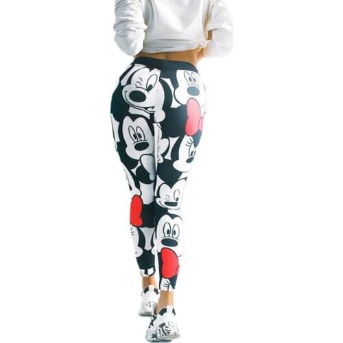 New Cartoon Mickey Pattern Pants Elastic Ladies Leggings Fashion Slim Leggings Girls Casual Sports Pants