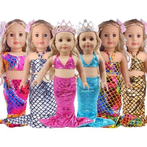 Doll Clothes Mermaid Swimsuit Bikini Costume Cosplay For 18 Inch American of Girl&43Cm Baby New Born Reborn Doll Our Generation