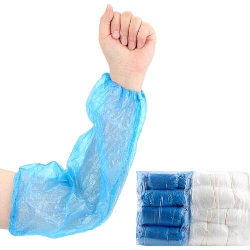 100 Pcs/ pack With Elastic Bands Household Cleaning Supplies Long Sleeve Waterproof and Oil-proof Disposable Arm Sleeves