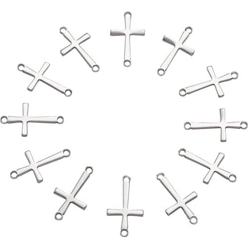 Pandahall 50pcs 304 Stainless Steel Links Cross Connector Charms Pendants for DIY Bracelet Necklace Earrings Jewelry Making