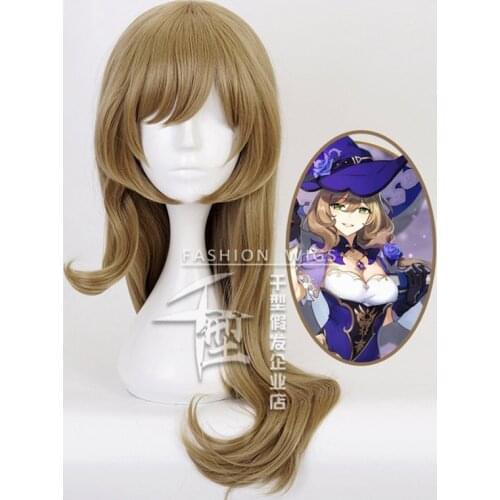 Brown Wig Game Genshin Impact Project Cosplay Hair Synthetic Cosplay Wig 80cm