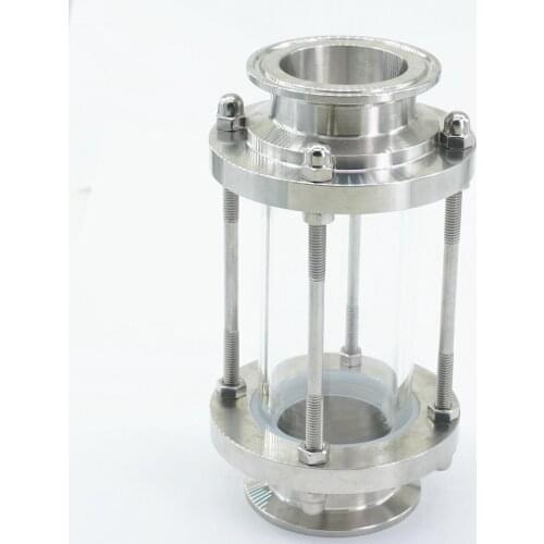 Fit 1-3/4" 45mm Pipe OD x 2" Tri Clamp Flow Sight Glass Diopter Tower SUS 304 Stainless Steel Sanitary Home Brew Wine Beer