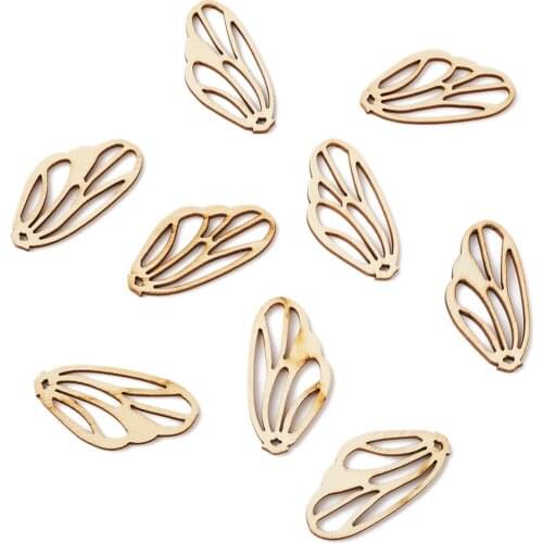 100pcs Laser Cutting DIY Jewelry Findings Accessories for Wood Leaf Pendants Charms Fit Necklace Making BurlyWood 48x24.5x2.5mm