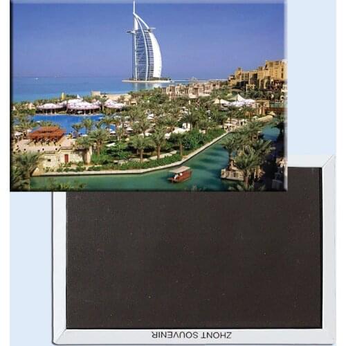 Rectangle Rigid Magnets , UAE Dubai Sailing Hotel Scenery Tourist Rectangle 3"*2" Metal Fridge Magnet 5374 For Fridge