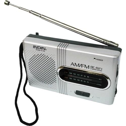 Radio AM/FM Dual Band Radio Receiver Portable Player Built-in Speaker with a Standard 3.5MM Headphones Jack Silver grey