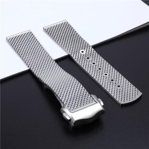 Top Quality 20mm Titanium Steel Braided Watchband For Omega 007 Seamaster James Bond Watch Strap Folding Buckle Accessories