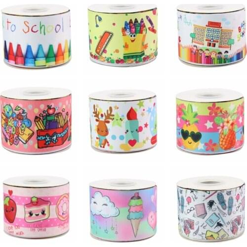 22MM 25MM 38MM 50MM 75mm Printed Pattern on Grosgrain Ribbon for diy ribbon