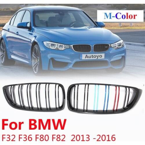 1 Pair Gloss/Matt Black-M color Front Kidney Grille Double Slat M4 Sport Style Grill for BMW F32 F36 F80 F82 2013 -2016