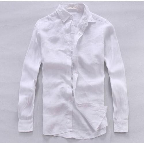 Spring summer art sharp-collar long sleeve linen shirt male casual flax men shirt fashion large size shirts men camisa chemise