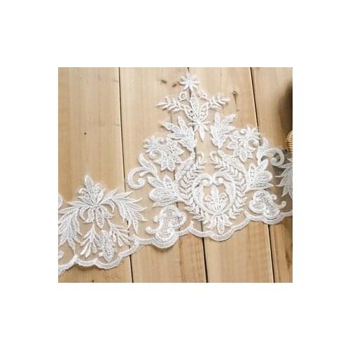 Wide 23CM Exquisite Glass Yarn Milk Silk Water Soluble Embroidery Lace Fabric Wedding Dress Stitching Accessories