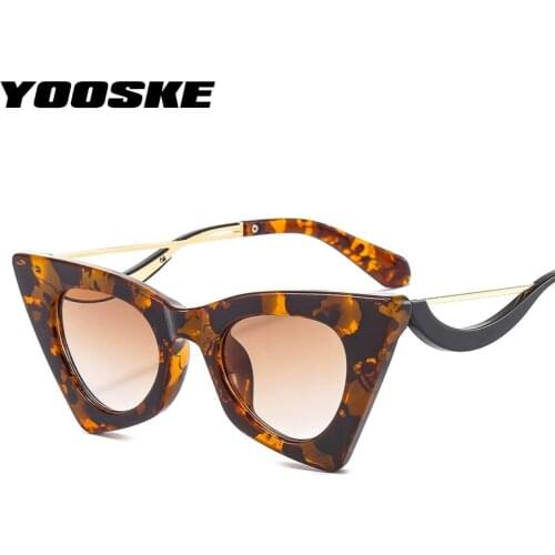 YOOSKE Cat Eye Sunglasses Women Modern Trendy Yellow Sun Glasses Men Luxury Brand Vintage Curved Temple Design Unique Shades