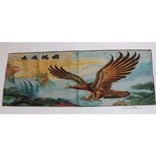 Tibet Silk Embroidery eagle statue fengshui succeed Thangka Painting Family wall decorations Embroidery