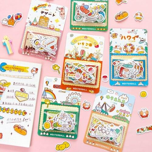 Yisuremia 40PC/Pack Kawaii Adhesive Dec Stickers Korean For Scrapbooking DIY Bullet Journal Decoration School Office Stationery